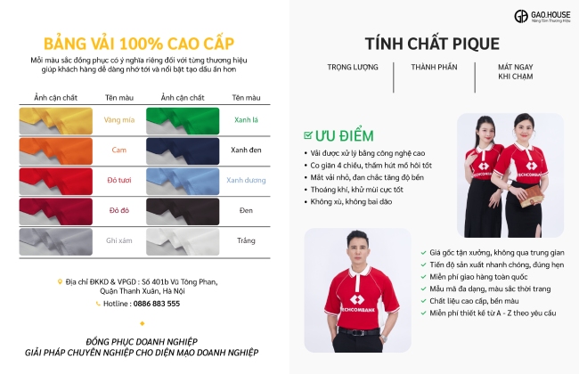 Bảng vải chi tiết đồng phục doanh nghiệp Techcombank