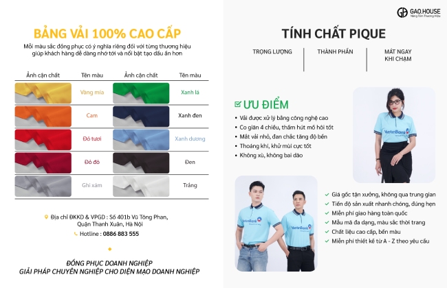 Bảng vải chi tiết đồng phục doanh nghiệp Vietinbank