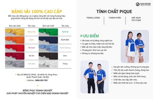 Bảng vải chi tiết đồng phục doanh nghiệp Vinamilk
