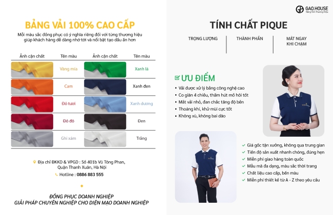 Bảng vải chi tiết đồng phục doanh nghiệp Vinhome