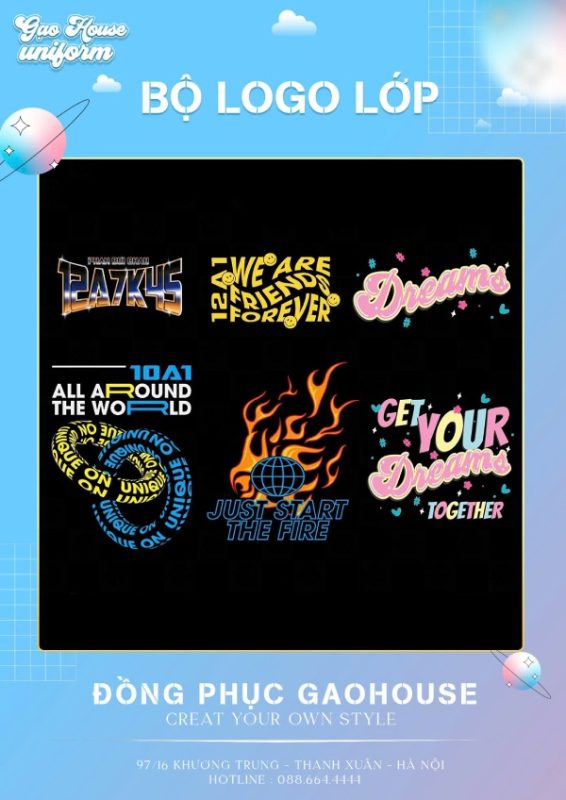 bộ logo áo lớp đẹp, chất
