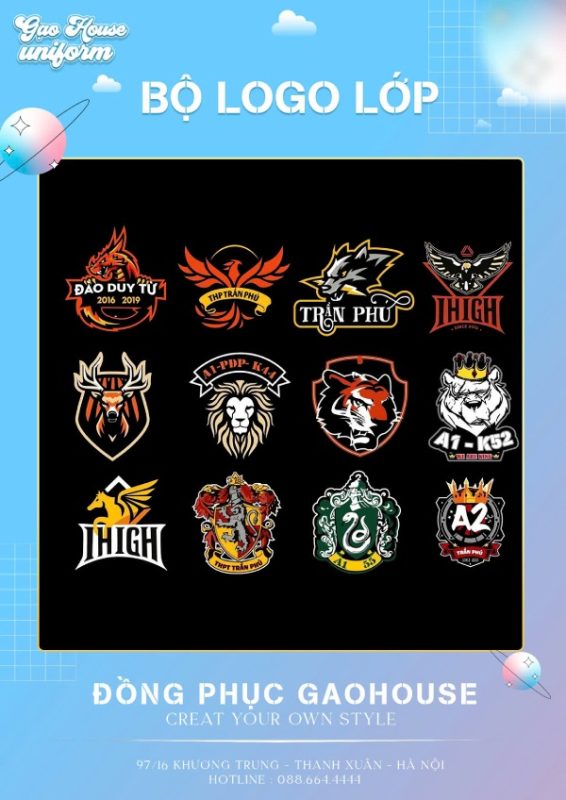 bộ logo áo lớp đẹp, chất
