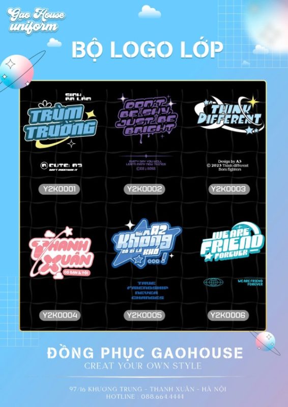 bộ logo áo lớp đẹp, chất