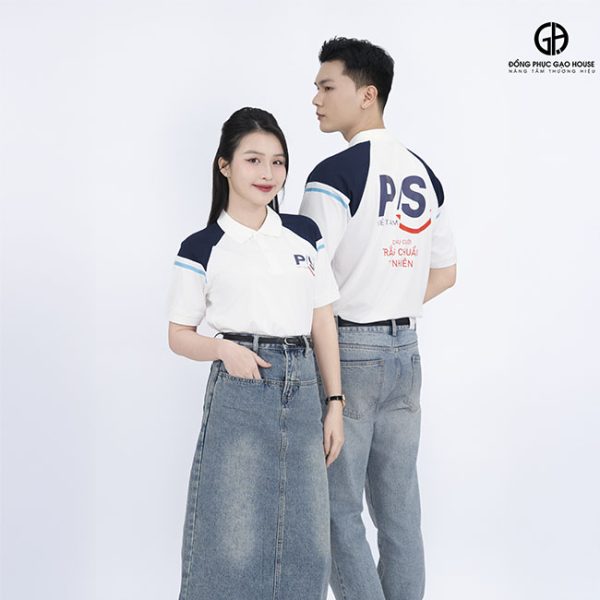 đặt may áo thun đồng phục ps màu trắng