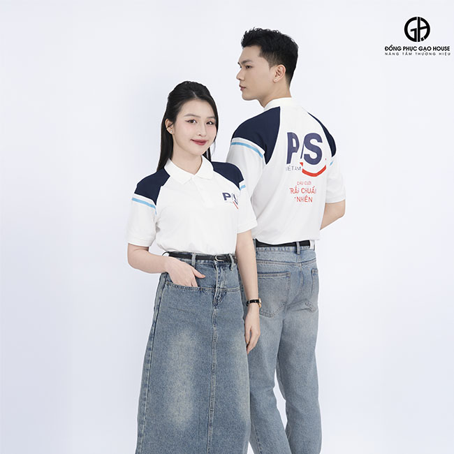 đặt may áo thun đồng phục ps màu trắng