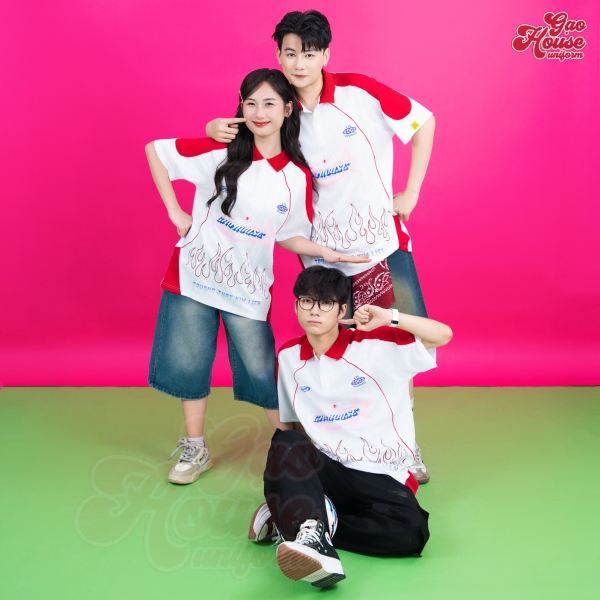 đồng phục lớp g-bling màu trắng cổ bẻ