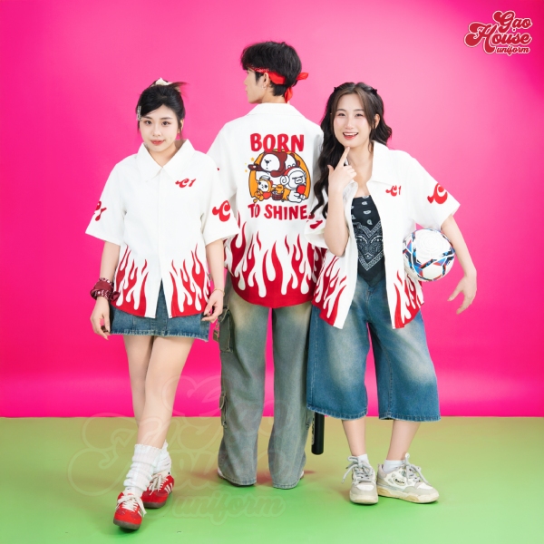 hình in born to shine sơ mi đồng phục