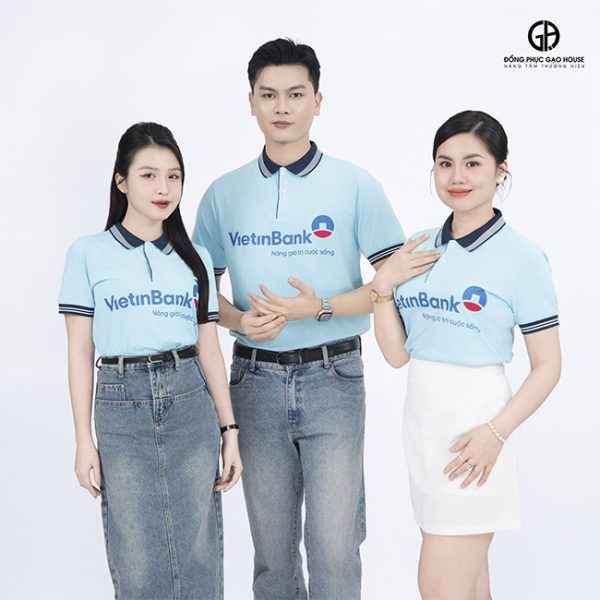 Áo Đồng Phục Ngân Hàng Vietinbank Polo Bo Viền Xanh