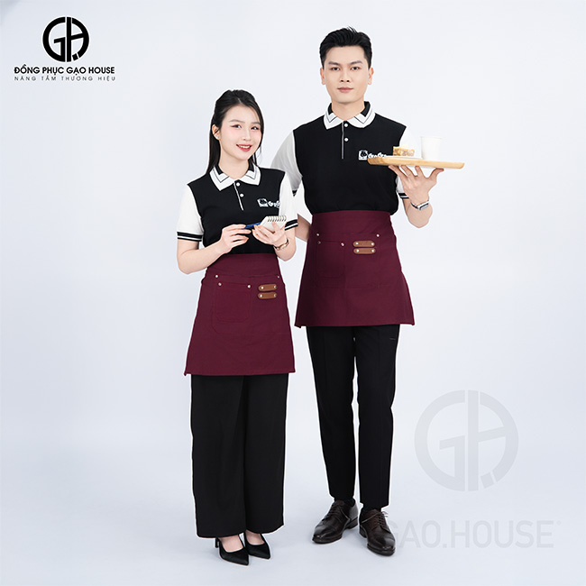 may áo đồng phục nhà hàng màu đen