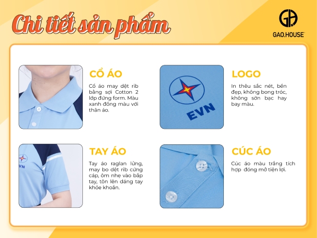 Sản phẩm chi tiết đồng phục doanh nghiệp EVN