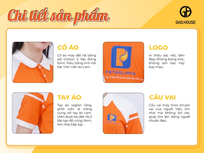 Sản phẩm chi tiết đồng phục doanh nghiệp Petro
