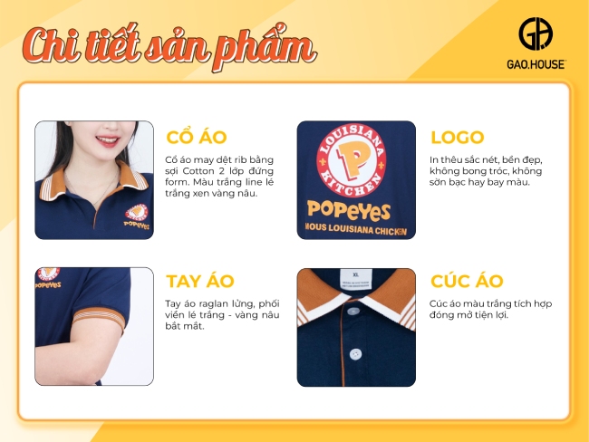 Sản phẩm chi tiết đồng phục doanh nghiệp Popeyes