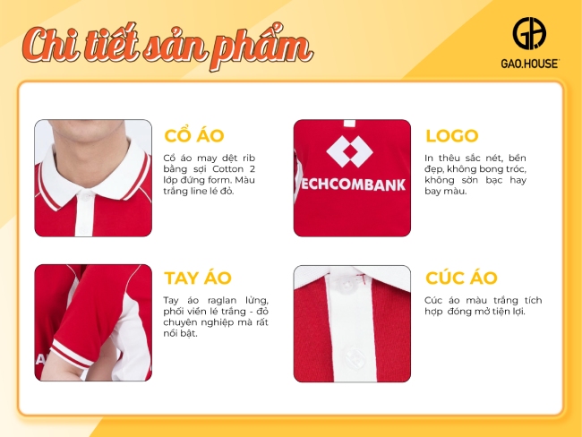 Sản phẩm chi tiết đồng phục doanh nghiệp Techcombank