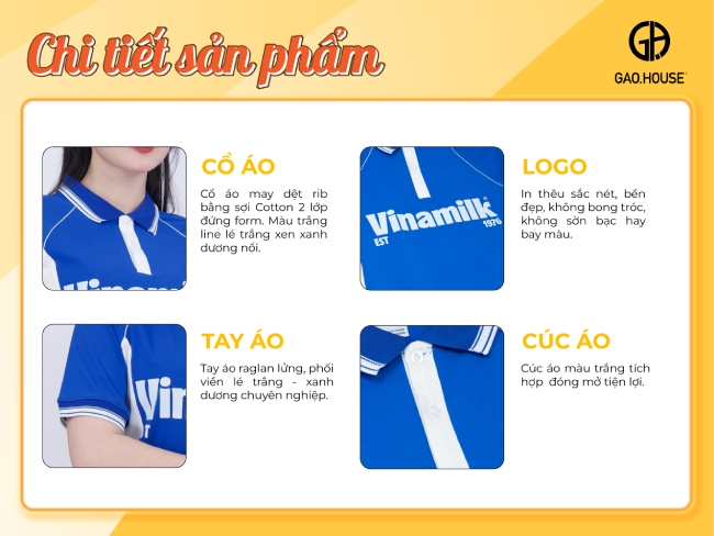 Sản phẩm chi tiết đồng phục doanh nghiệp Vinamilk