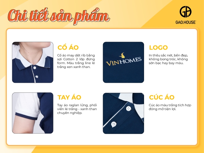 Sản phẩm chi tiết đồng phục doanh nghiệp Vinhome