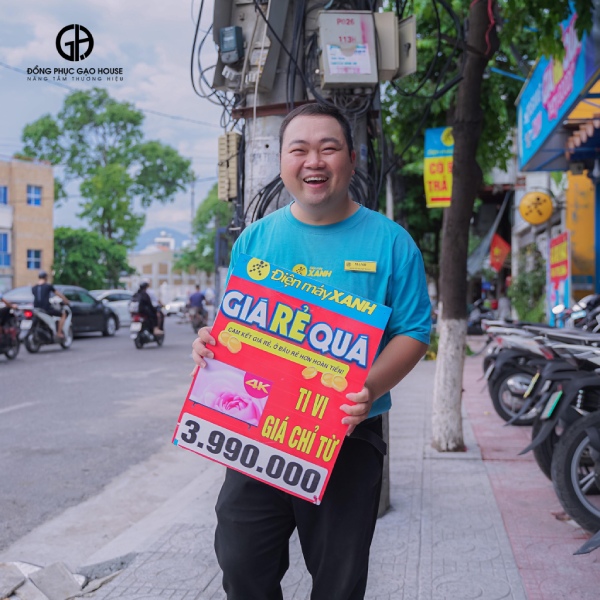 vải may đồng phục điện máy xanh