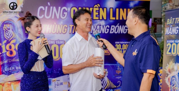 vải poly may đồng phục bia tiger