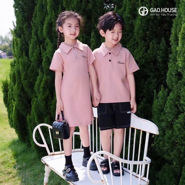 Áo đồng phục gia đình màu hồng nhẹ nhàng