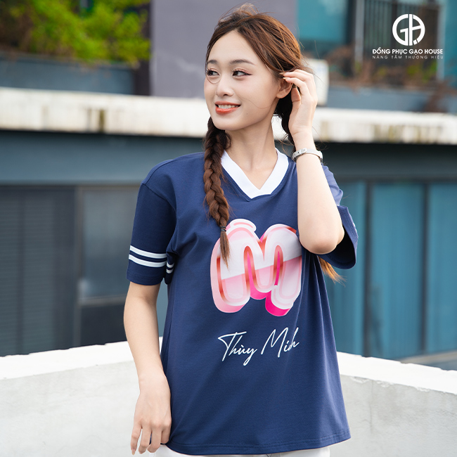 Áo nhóm thiết kế thể thao in chữ E, M, B cá tính