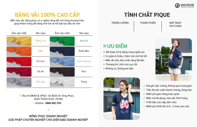 Bảng màu vải chi tiết áo nhóm cổ V màu xanh
