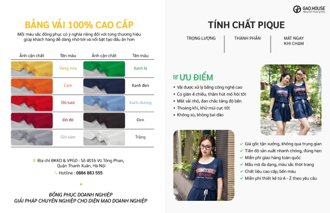 Bảng màu vải chi tiết áo váy nhóm