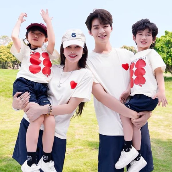 Set đồng phục gia đình trắng xanh than