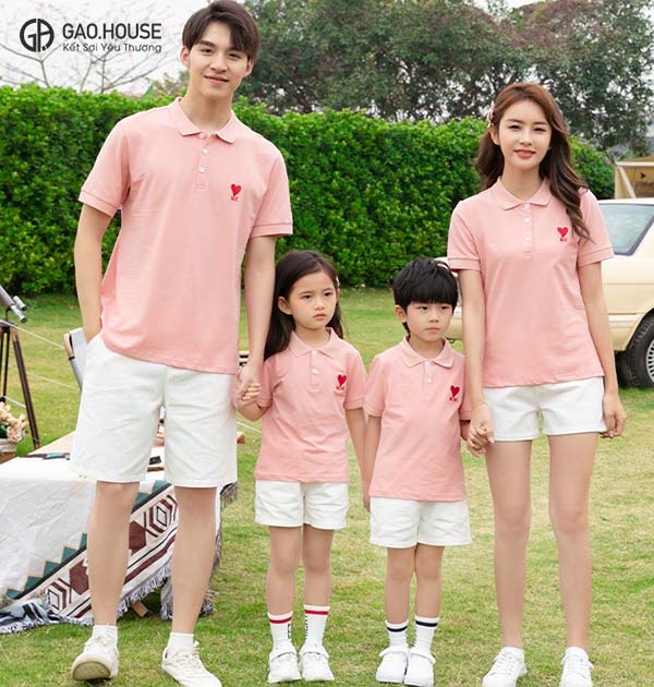 Đồng phục gia đình đi du lịch cổ polo