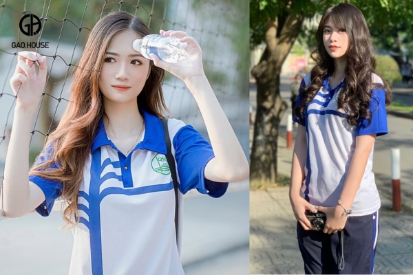 Mẫu đồng phục Khoa học Xã hội và Nhân văn có cổ màu xanh