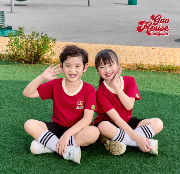 Đồng phục tiểu học Yên Bái cổ tròn