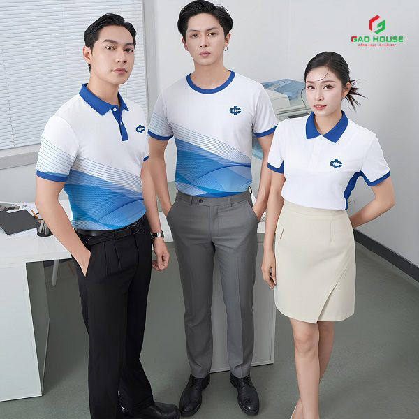 Mẫu áo polo đồng phục công ty 3D sắc nét, bền bỉ