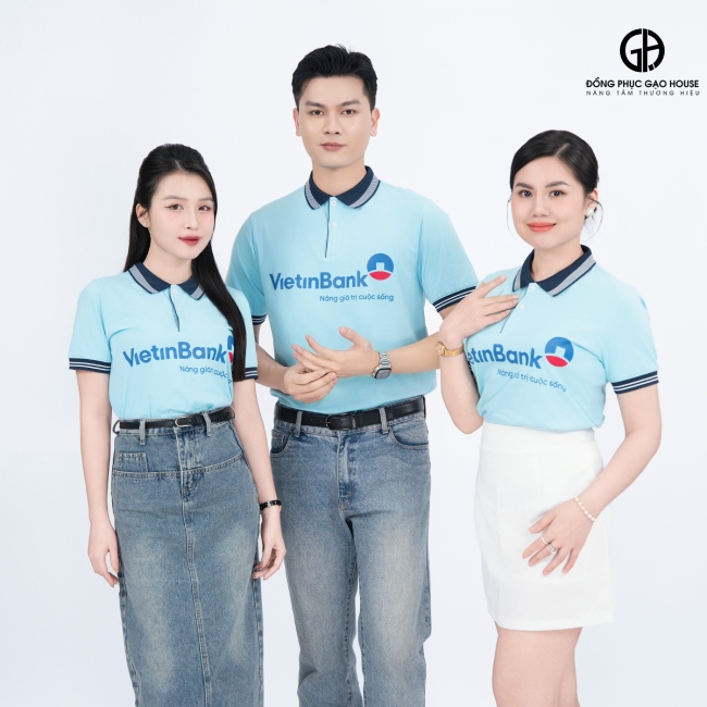 Áo thun đồng phục ngân hàng Vietinbank màu xanh dương