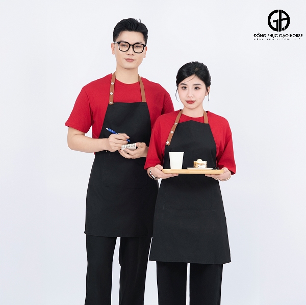 Áo đồng phục tạp dề nhà hàng màu đen