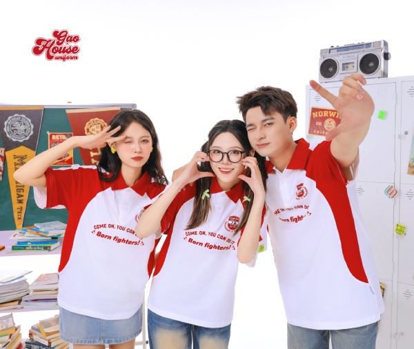 áo đồng phục học sinh ở Nha Trang cổ bẻ