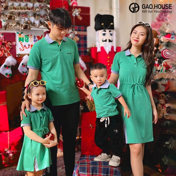 Áo gia đình Hà Nội màu xanh lá