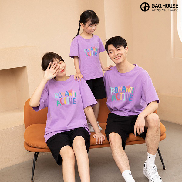 Áo gia đình Hà Nội màu xanh tím