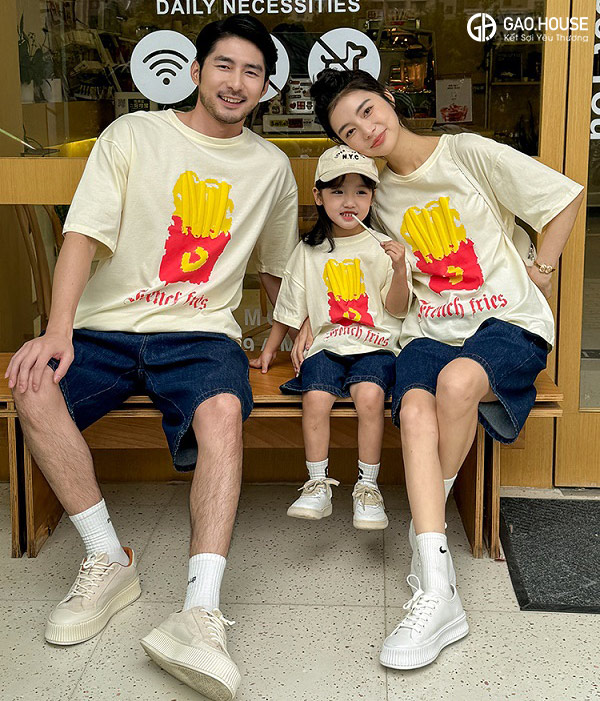 Áo thun gia đình tại Nam Định cổ tròn