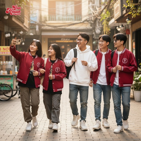áo khoác đồng phục lớp màu đỏ đô