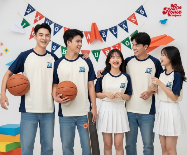 áo lớp đồng phục lớp be xanh