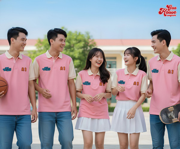 áo lớp màu hồng be