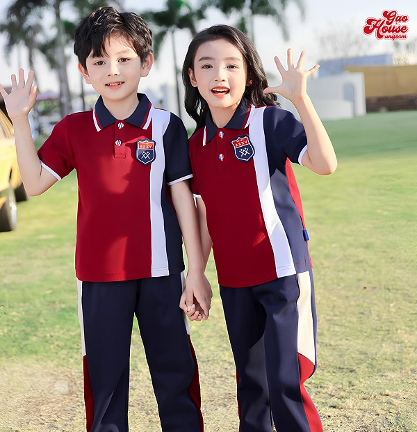 áo lớp polo đỏ đô