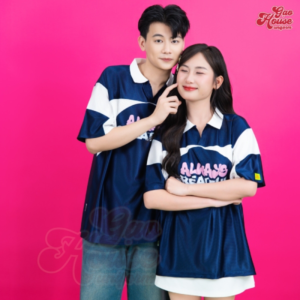 áo lớp trắng xanh dương