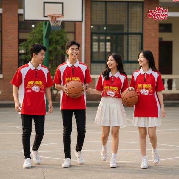 Áo polo đồng phục lớp màu đỏ đô