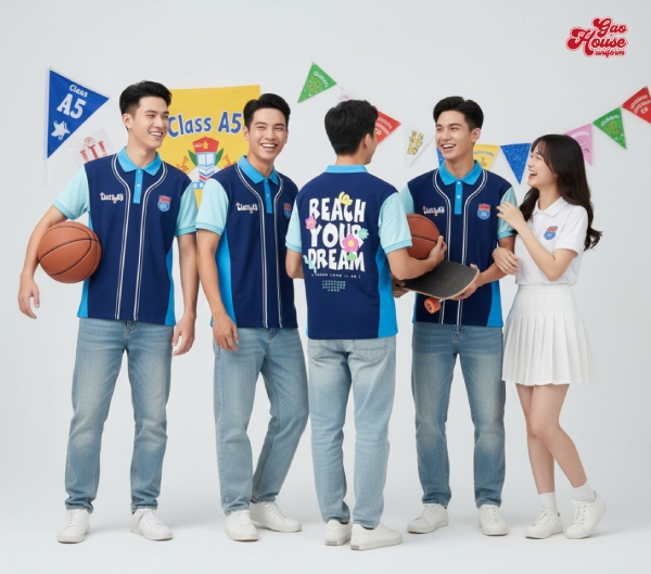 Áo polo lớp màu xanh đen