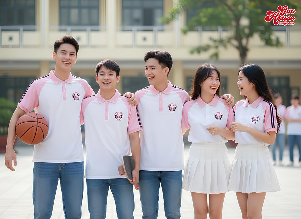 đặt in áo đồng phục lớp màu hồng
