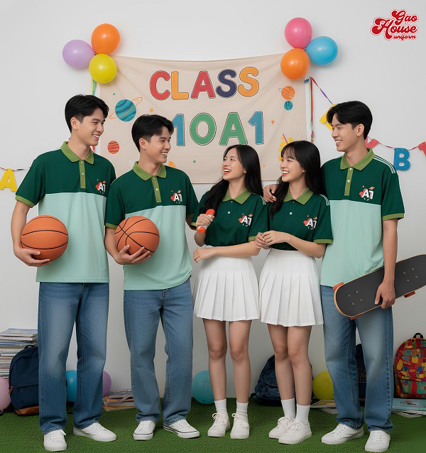 đặt in áo lớp màu xanh rêu giá rẻ
