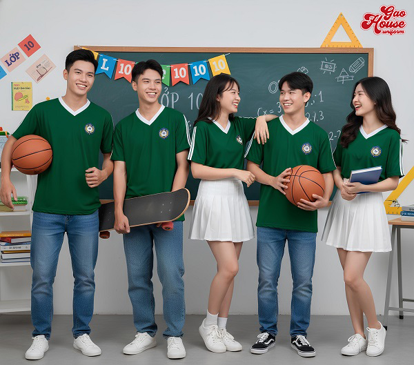 đặt in áo lớp màu xanh rêu