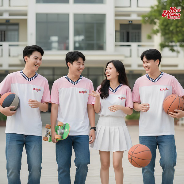 đặt may áo đồng phục lớp màu hồng