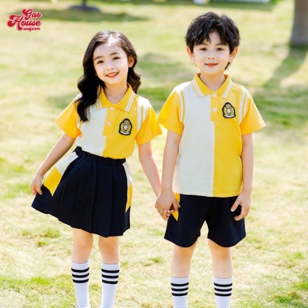 đặt mua áo đồng phục lớp màu trắng vàng