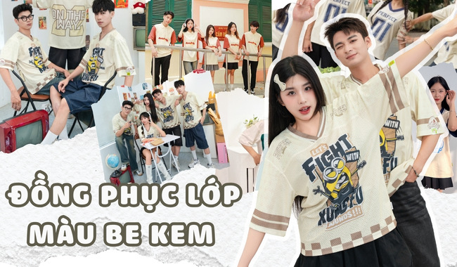Gạo House may áo đồng phục lớp màu be kem
