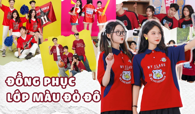 Gạo House may áo đồng phục lớp màu đỏ đô